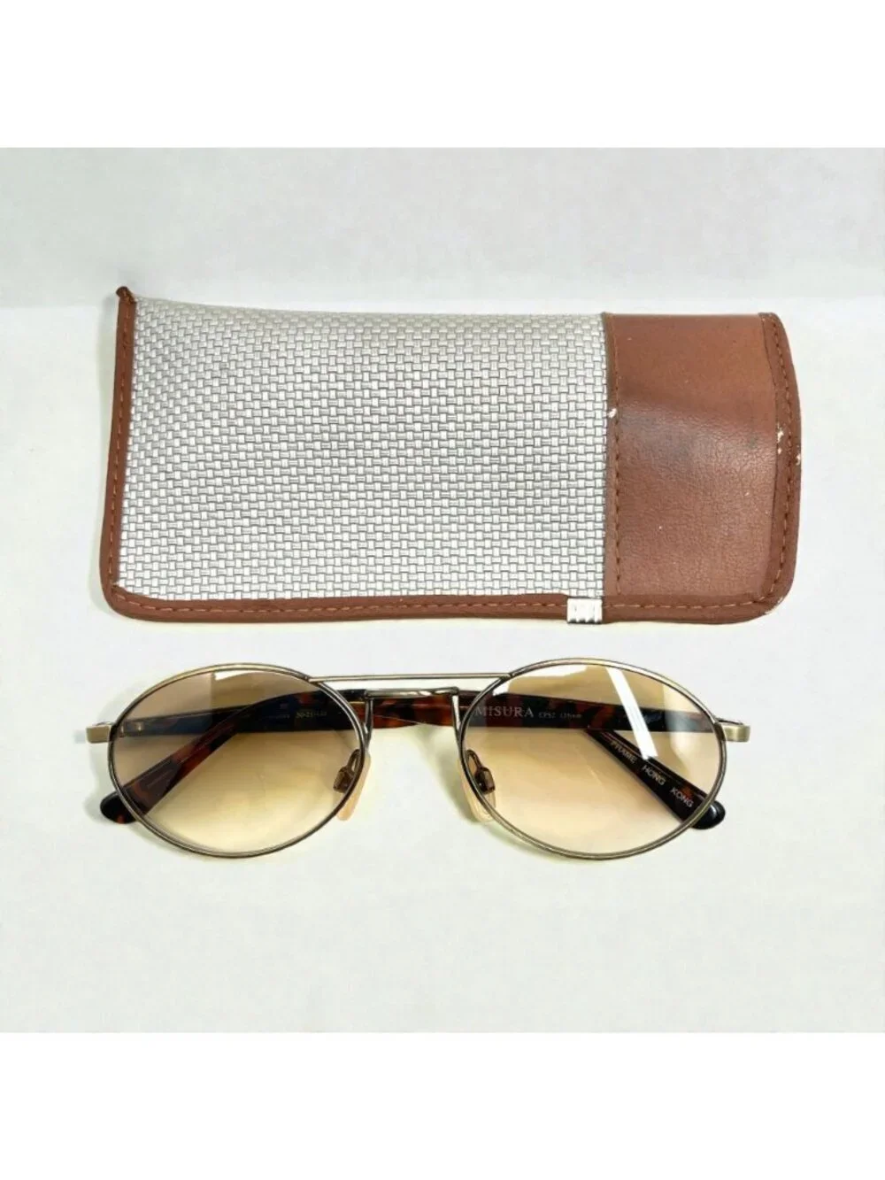 Misura Hong Kong Retro Oval Aviator Sunglasses With Gradient Lenses & Case